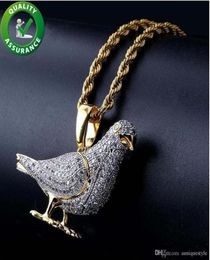 Hip Hop Bling Chains Jewellery Men Iced Out Pendant Designer Necklace Diamond Pigeon Rapper Chain Luxury Necklaces Hiphop Jewellery Fa7284859