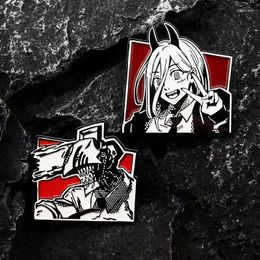 Brooches Chainsaw Man Metal Badge Japanese Anime Power Enamel Pin Brooch Cute Girl Cartoon Lapel Pins Emblem Fashion Jewelry Accessories