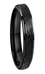 iTungsten 6mm 8mm Men Women Black Hammered Tungsten Ring Wedding Engagement Band Fashion Jewellery Stepped Edges Comfort Fit71267297073956