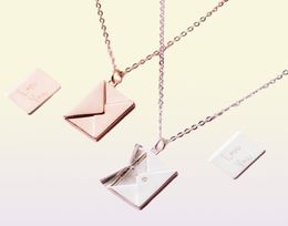 Fashion 18K Gold Plated Stainless Steel Pendant Little Message Envelope Chain Necklace for Girl6082967