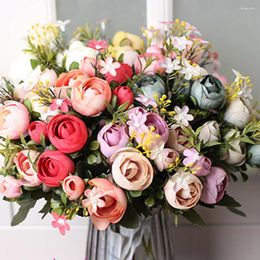 Decorative Flowers 1 Bouquet 30Cm Artificial Flower Fake Camellia For Wedding Baby Shower Birthday Party Desk Decorations
