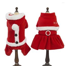 Dog Apparel Winter Warm Pet Santa Cloak Dress Christmas Cat Clothes Jumpsuit Couple Outfit For Girl And Boy