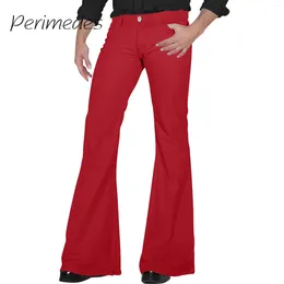 Men's Pants Retro Disco Flared 2024 Loose Stretch Vintage Summer Trousers Fit Comfortable Twill Solid Color Fashion Pantalones