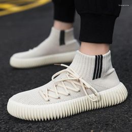 Casual Shoes Odourless Sock Trainers Man Minimalism Men's Lace Up Breathable Sneakers Knitted Male Summer Sneaker Slip Ons