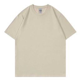 Men's T-Shirts Solid Colour T-shirt new size 7 men/women heavyweight cotton white Crewneck loose top S-2XL H240508