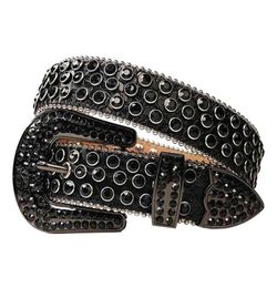 2021 low whole New Western Bling Rhinestones Removable Buckle Studded Belt for Women Men Fashion Cowgirl Cowboy Cein3536640