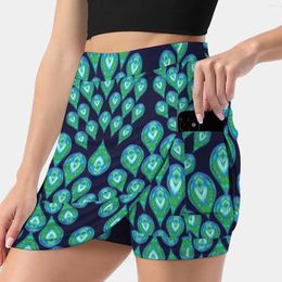 Skirts Navy Peacock 111 All Over Print Women's Skirt With Hide Pocket Tennis Golf Badminton Running