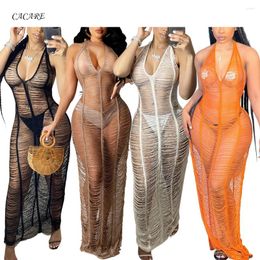 Casual Dresses Sexy Long Dress Women 2024 For Beach Club Parties See Through Summer Maxi White F0248 Backless