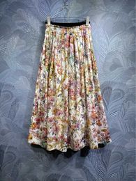 Skirts 100% pure cotton printed womens skiing spring summer beach holiday expansion sweet womens empire half dressL2405