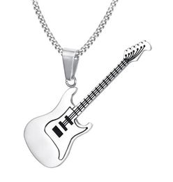 Pendant Necklaces KURSHUNI Trendy Guitar Necklace 24inch Chain Stainless Steel Punk Rock Music Fine Party Jewellery Year Gift For Ma7369795