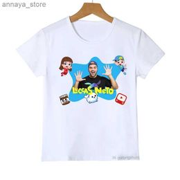 T-shirts New Hot Selling Childrens Clothing T-shirt Interesting Lucas Neto Cartoon Printed Boys T-shirt Summer Leisure Boys Clothing Fashion Girls T-shirtL2405