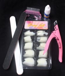 100 Pcs Natural Acrylic French Tips Nail Art Glue Cutter Polish File Tools Kits Beauty Set5871892