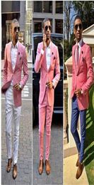 Custom Made Fashion Wedding Tuxedos Pink 2 Piece Groom Suits Mens Groomsmen Slim Fit Man Prom Celebrity Suit Jacket Pant4240808