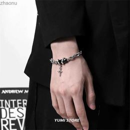 Chain 2024 Retro Black Zirconia Star Womens Trend Titanium Steel Punk Nk Chain Unisex Jewellery New Couple Accessories XW