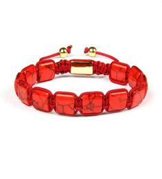 New Design Howlite Square Mens Bracelets Whole 10pcslot 4 Colours 10x10mm Manmade Howlite Flat Stone Beads Braided Bracelet50854616145480