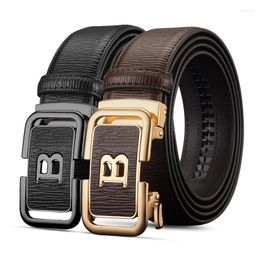 Belts HCDW Belt Male Black Brown Automatic Genuine Leather Work For Men Designer Fashion Golf Trouser Man Gift