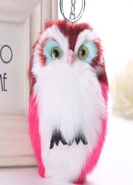 15CM Cute y Owl Keychain & Pendant Women Key Ring Holder Faux Bunny Rabbit Fur Pompoms Key Chains For Handbag 2C02687555212