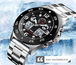 SKMEI Business Watch Men Wristwatch Quartz Dual Display Watch Fashion Casual 3 Time Waterproof Stopwatch Clock Relogio Masculino L2498826
