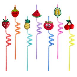 Disposable Plastic Sts Fruits And Vegetables Themed Crazy Cartoon For Sea Party Favors Drinking Kids Childrens Birthday Decorations Su Otb9V