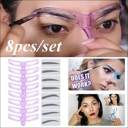 8 In 1 Reusable Eyebrow Stencil Beauty Makeup Brow Stamp Template Eyebrows Shape Set Eye Brow Makeup Tools and Accessories 240509