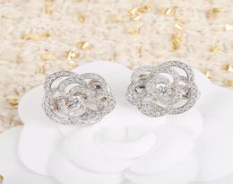 Top Europe Luxury Famous Brand Pure 925 Sterling Silver Jewellery For Women Camellia Flowers Stud Earrings Exquisite Romance Gifts9937986