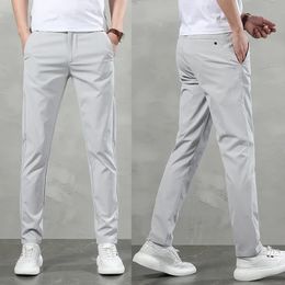 Spring Summer Casual Pants Mens Slim Straight Lightweight Breathable Trousers Quick Dry Elastic Male Golf Sweatpants 240422