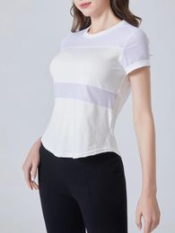 Women's T Shirts Women Plain Short Sleeve Cotton Breathable Mesh Sport T-Shirt Top Gym Slim Fit Yoga Shirt