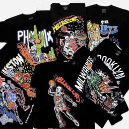 Mens T-shirts Skeleton Basketball Graphic Tshirt Cool Tee Streetwear Men Women Fashion Hip Hop Pure Cotton T Shirt Man 11325ess