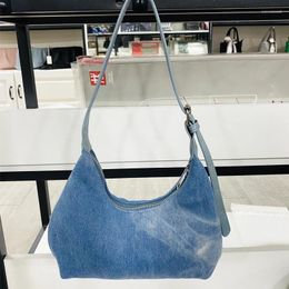 Evening Bags Vintage Sling Bag Women Luxury Designer Handbag Purses 2024 In Denim Material Irregular Hobos Lattice Pattern Underarm