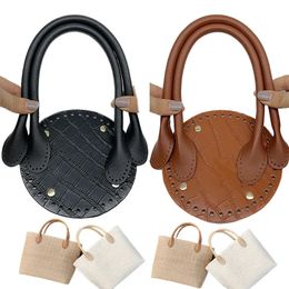 Handmade Handbag Shoulder Strap Hollow Woven Bag Set Bucket Bag Leather with Bag Bottom Belt with Bag Handle for DIY Handbag 240509