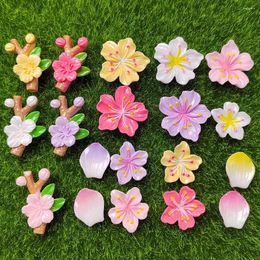 Decorative Flowers Resin Flower Peach Blossom Petal Flatback Cabochons For Hair Bows DIY Scrapbooking Phone Decor Embellishments Accessories