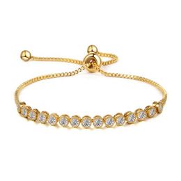 Wedding Bracelets Brand Classic Round Cut Cubic Zirconia CZ Tennis Wedding Bracelets Adjustable in Silver / Gold / Rose Gold Plated