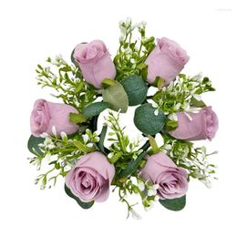 Decorative Flowers Spring Candle Rings Handmade Flower Holder Wreath For Window Wall Carpet Ladder