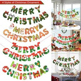 Decorative Flowers 1set Merry Christmas Banner Santa Claus Snowman Elk Garland Tree Ornaments DIY Home Decoration Xmas Gift Year 2024