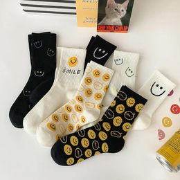 Women Socks 1 Pair Cartoon Smile Cotton Harajuku Skateboard Girl Novelty Breathable Sox Christmas Gift Factory Direct