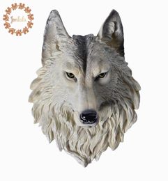 Large Size Wolf Head Wall decoration Hanging Wall Animal Head Resin Pendant Resin Wall Ornaments Home Accessories Gift T20074294094