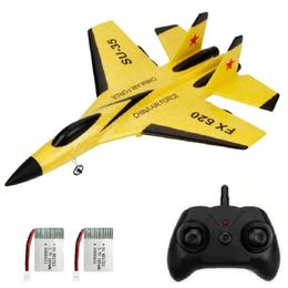 24G Glider RC Drone FlankerE SU35 Fixed Wing Aeroplane Remote Control Electric With LED Outdoor Toys Plane 240508