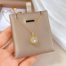 Pendant Necklaces Vintage Simple Single Zircon Flower Necklace For Women Lady Stainless Steel Accessories Jewellery Gifts Mother Wife