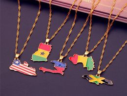 Country Map Flag Necklace Africa Guinea Ghana Liberia Undersea Jamaica South Africa Congo Honduras Pendant Chain Man Jewelry ps0706429142