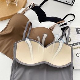 Camisoles & Tanks Ice Silk Thin Women Section Double Straps Solid Colour Suspenders Girls Inside Sports Vest Sexy Outer Wear Bottoming Slim