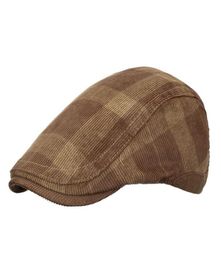 Berets Spring Autumn Peaked Cap Men Women Vintage Plaid Corduroy Gatsby Flat Hat Ivy Adjustable Visor NZ188Berets2839206