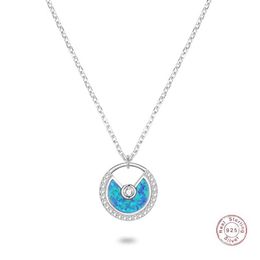 Pendant Necklaces Hot new popular silver 925 original girls neck Jewellery round shape main stone opal necklace for women luxury accessories J240508