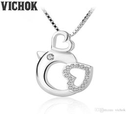 925 Sterling Silver PendantNecklace Chicken Shape Pendant Necklace for Men Women Necklace Platinum Rose Gold Colours VICHOK6660050