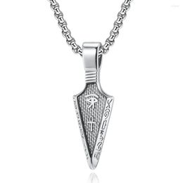 Pendant Necklaces Retro Eye Of Horus Ankh Egyptian Cross Necklace Spearhead Arrowhead For Men Stainless Steel Jewellery 1992