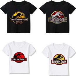T-shirts New Jurassic Park Dinosaur Summer T-shirt Childrens Clothing Girls Clothing Charm Boys T-shirt 1-9 Year Old Childrens Clothing Cool SetL240509