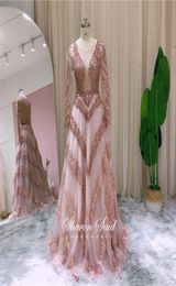 Party Dresses Arabic Rose Pink Long Sleeve Muslim Evening Dress Elegant Burgundy Women Wedding Gown Dubai Formal Stock SS753Party8634489