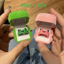 Couple Rings 2PC Cute Frog Ring Lover Polymer Clay Resin Acrylic Ring Female Couple Travel Ring Summer Fashion Animal Jewellery Gift WX