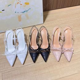 Designer Women pumps high heels pointy bow mesh sexy sandals luxury fashion slingback classic kitten heel high single shoes DH