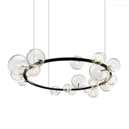 Chandeliers Modern Nordic Minimalist Living Room G9 Led Chandelier Glass Ball Lighting Round Metal Fixtures