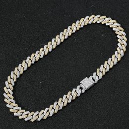 Fashion Hip Hop Necklace Men Designer Bracelet 14mm Cuban Link Chain Necklaces 16 18 20 22 24inch Rapper Diamond Chains Double Color Zi 242d